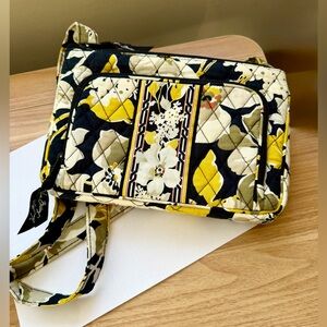 Vera Bradley Floral Crossbody Bag - Yellow & Black, Adjustable Strap